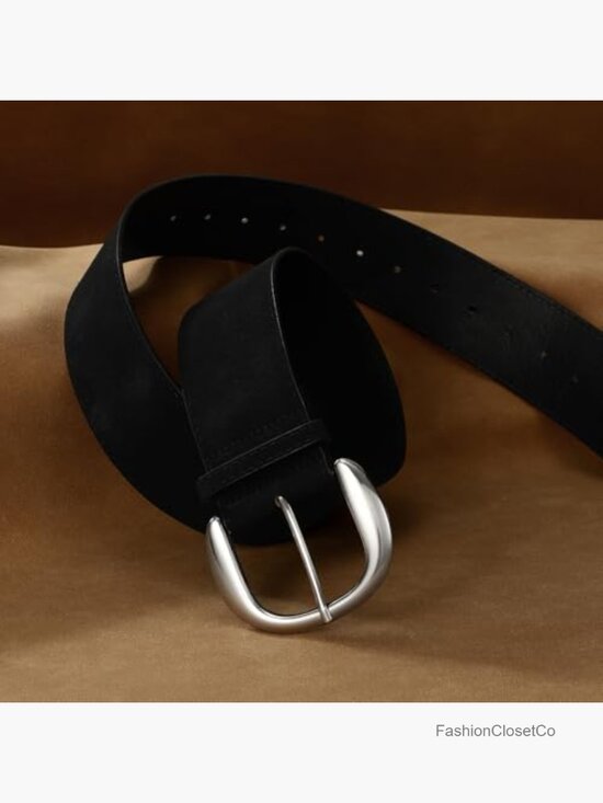 Women Wide Suede Leather Belt Chunky Waist Belt Faux Leather Buckle